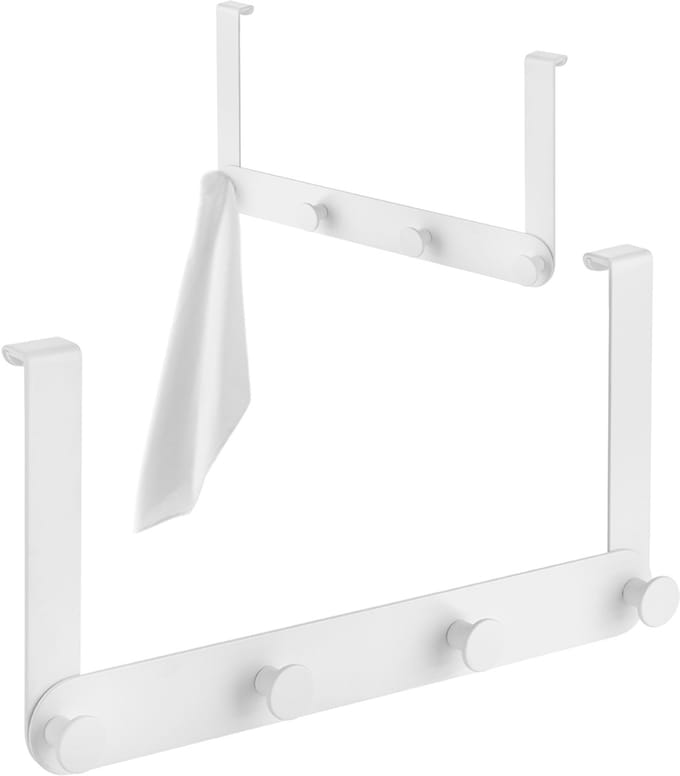 Laveo Miri - Badkameraccessoire Set - Vierdubbele Haak - Stalen Constructie - Bijkeuring - Wit