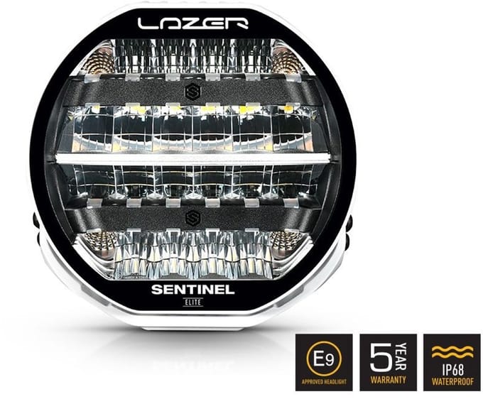 Verstraler - Lazer - Sentinel 9 - Elite - 8.9 - 22.5cm - Positielicht Wit/Amber - Driving