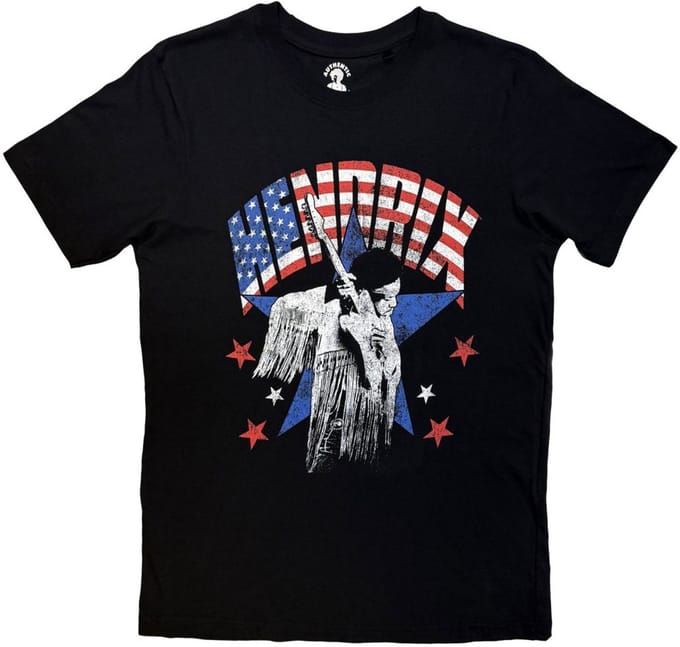 Jimi Hendrix - Flag Heren Tshirt - M - Zwart