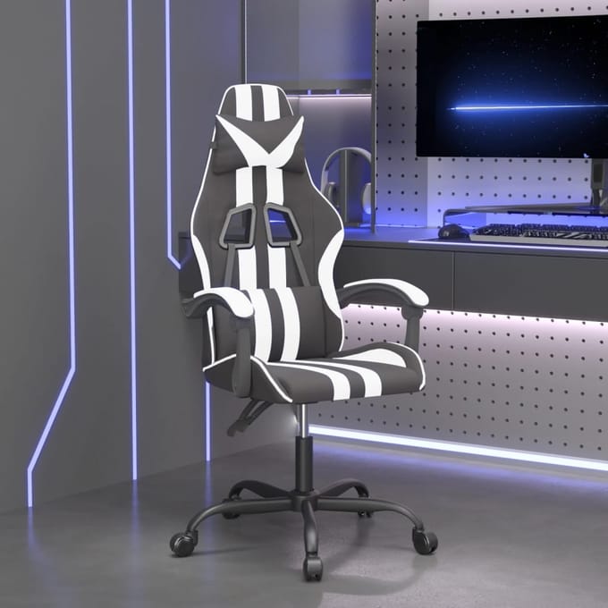vidaXL - Gamestoel - kunstleer - zwart - en - wit