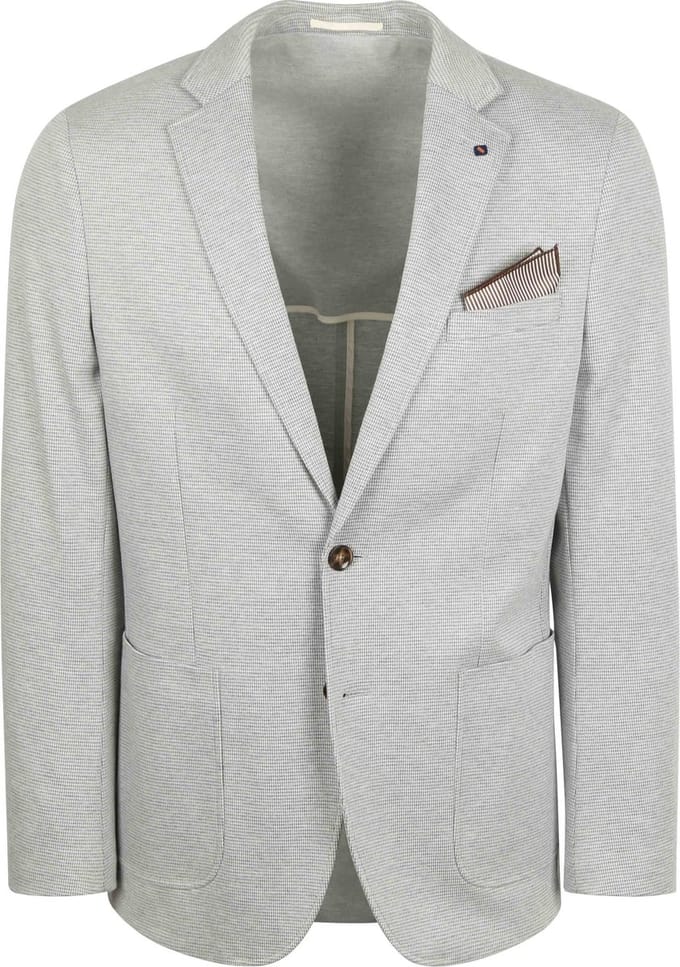 Suitable Colbert Face Print Mist Grijs - Maat 98 - Heren blazer