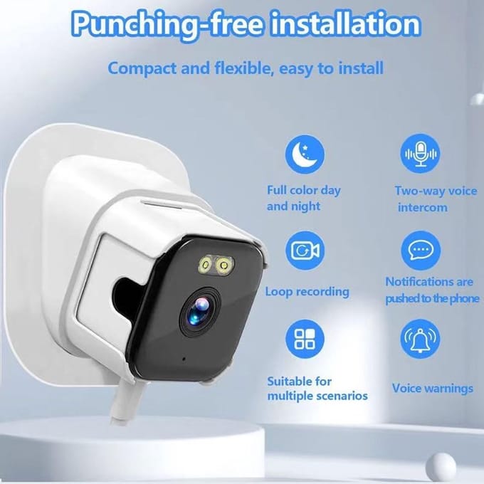 Dailygoods - 2K AI Raamcamera met Nachtzicht en Bewegingsdetectie, Eenvoudige Montage