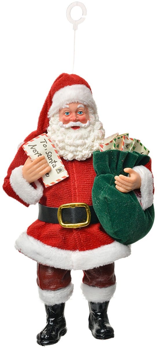 Clayre & Eef Kersthanger Kerstman 11x6x17 cm Rood Textiel