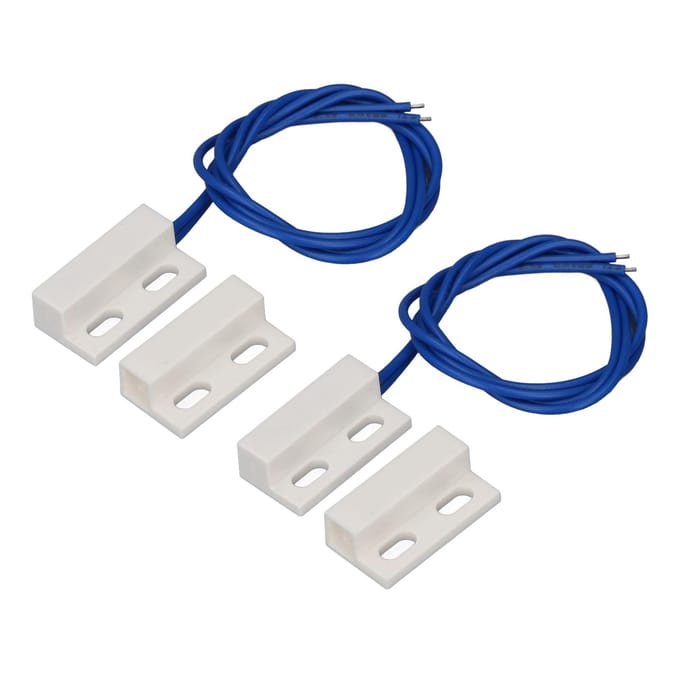 2 Paires Contact Magnétique de Porte Normalement Fermé Encastré Capteur de Contact pour Fenêtre Portail Maison white