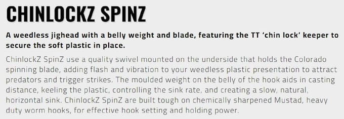 Tackle Tactics TT Chinlockz SpinZ NC Jig Head 3/8 oz 3/0 2/pak (7516)