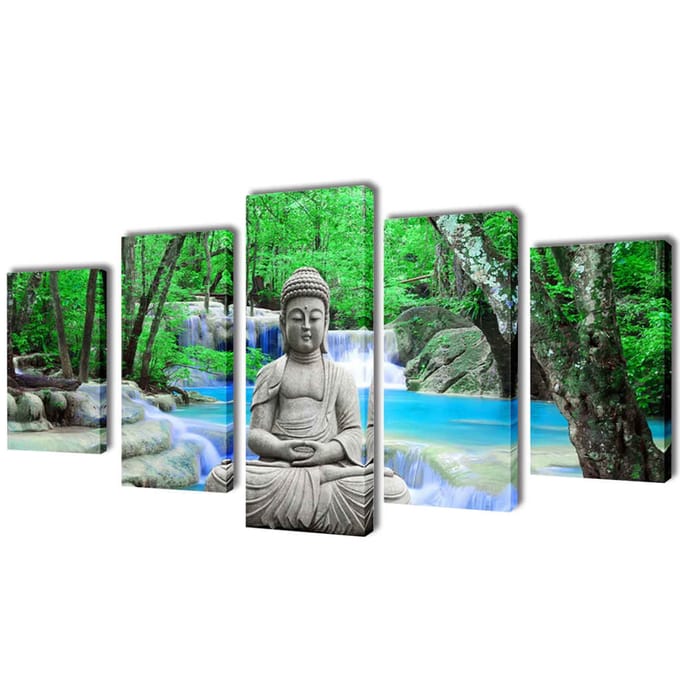 vidaXL - Canvas - muurdruk - set - buddha - 200 - x - 100 - cm