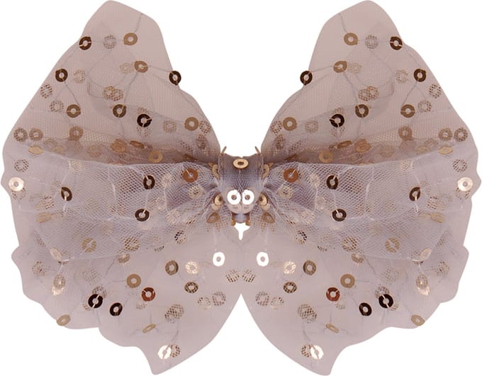 Haarclip met organza strik grijsblauw - 14 cm