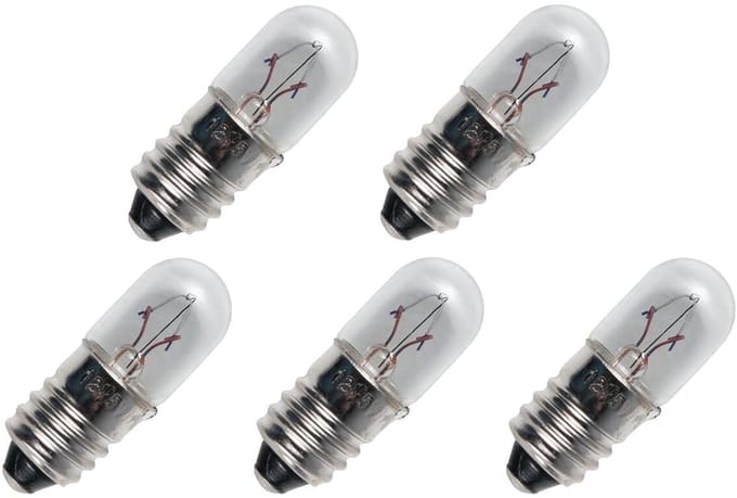 Signaallamp E10 8V 0.8W - 100 mAh - 5 stuks - T10 Gloeilamp Ø10mm - 28mm - 2500K - Dimbaar