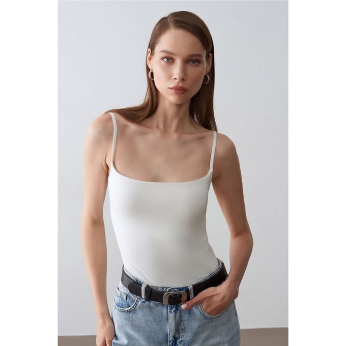 Slim Fit Vierkante Hals Mouwloze Blouse