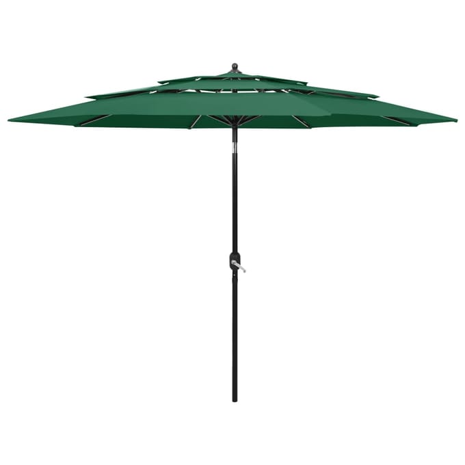 vidaXL - Parasol - 3-laags - met - aluminium - paal - 3 - m - groen