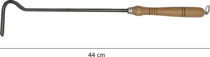 Vuurpook - 46 cm - pook - haak - staal - hout.