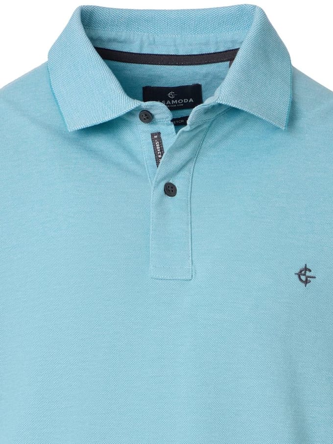 Casa Moda Polo Shirt Comfort Fit Effen Stretch Blauw - M