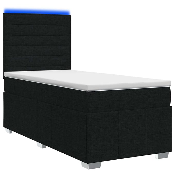 vidaXL - LED - Boxspringbed - met - Matras - Zwart - 100 - x - 200 - cm - Stof