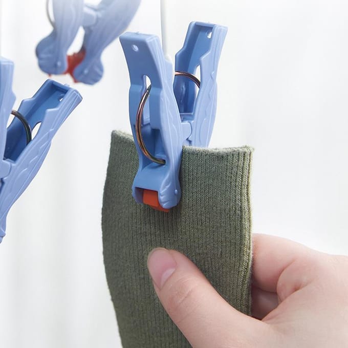 Plastic Opvouwbaar Multihoofd Droogrek Multi Clips Sokken Ondergoed Hanger Winddicht Multifunctioneel blue