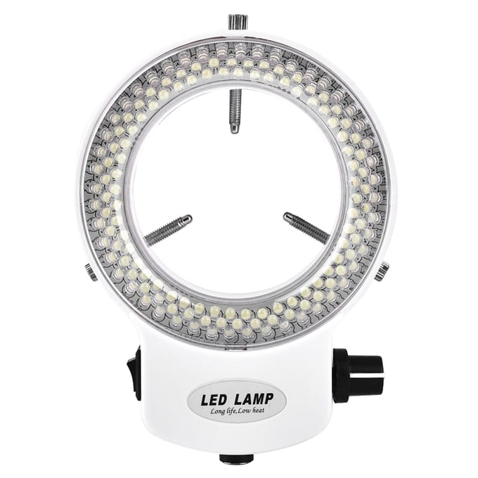 Caméra de microscope 144 LED Source lumineuse Luminosité réglable Lampe annulaire   (Noir) White