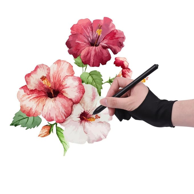 Gant de dessin Taille Unique Deux Doigts Gant de Peinture pour Tablette Graphique pour Main Droite et Gauche Compatible noir