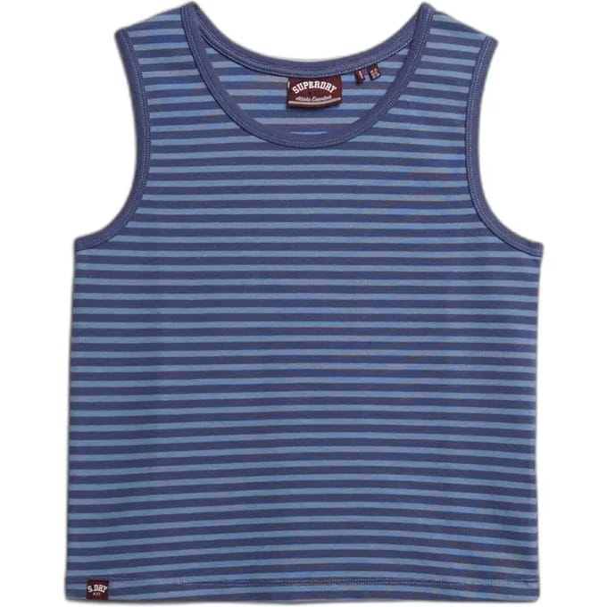 Superdry Gestreepte Athletic Essentials Tanktop van Jersey Blue Grootte: 42