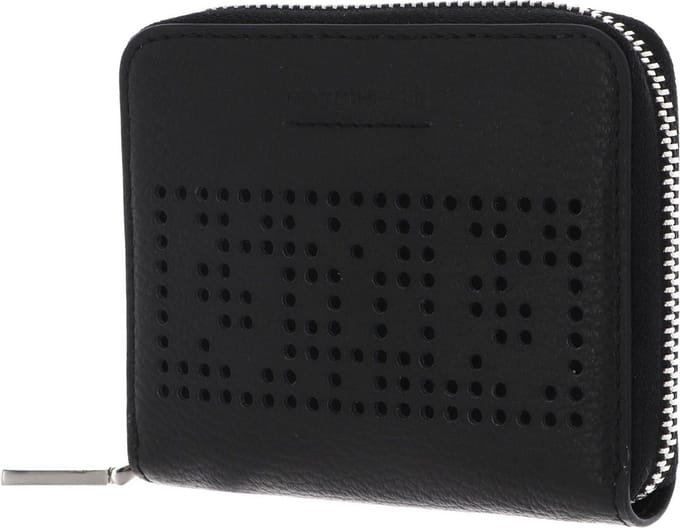 COCCINELLE Leren Portemonnee Metallic Perforee Leather Zip Around Wallet Noir Zwart