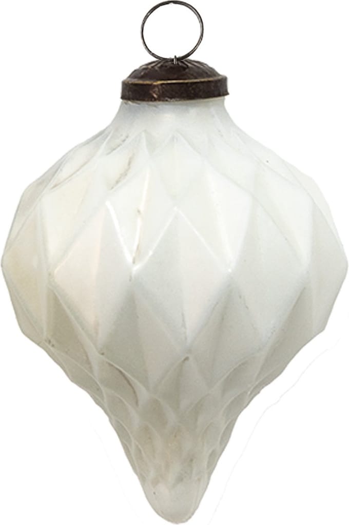 Clayre & Eef Kerstbal Overig Ø 8 cm Wit Glas Kerstballen