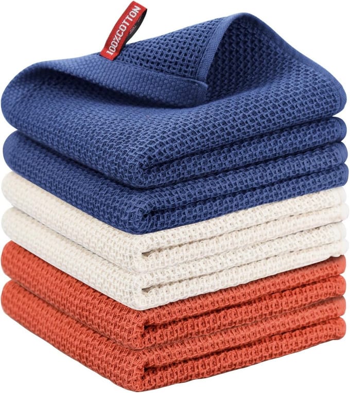 Set van 6 Keukenhanddoeken 100% Katoen Absorberend en Sneldrogend 40 x 60 cm