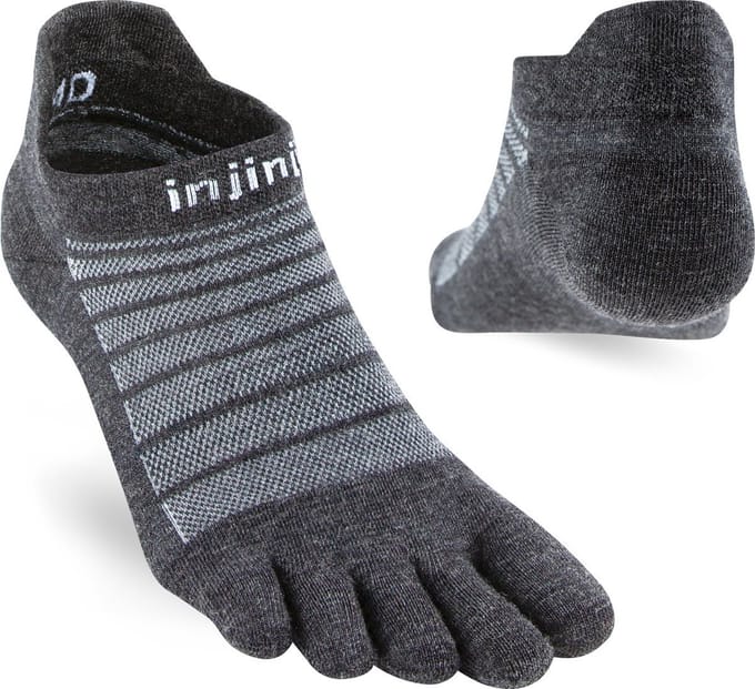 INJINJI | Run No-Show Wol Grijs (Maat - XL) | Teensokken