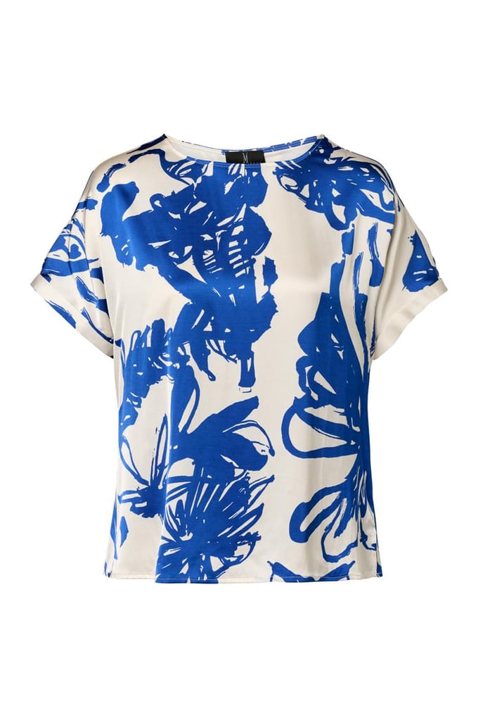 Martha Print Top Kobalt / Off White