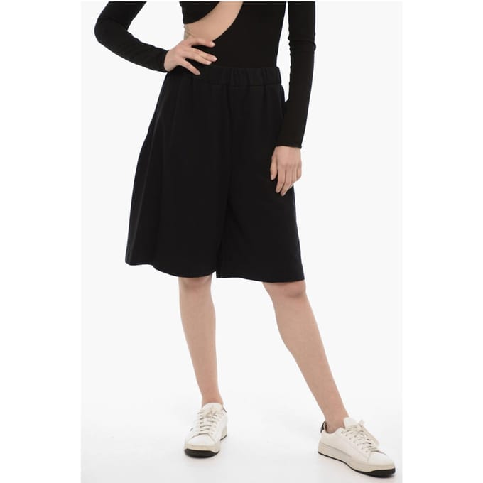 Katoenen shorts met patch in zwart