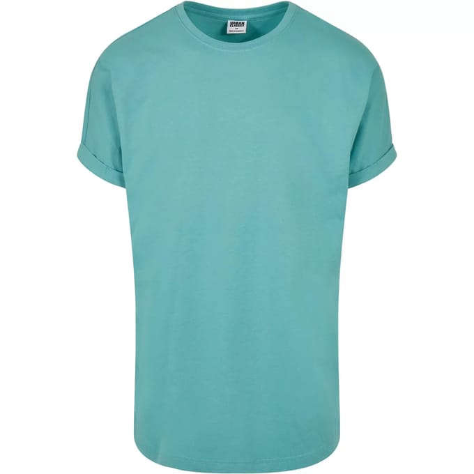 Urban Classics - Long Shaped Turnup Heren T-shirt - M - Blauw