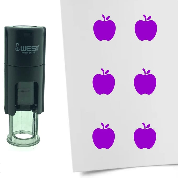 CombiCraft Stempel Appel 10mm rond - Paarse inkt