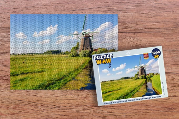 Puzzel Molen - Gras - Nederland - Legpuzzel - Puzzel 1000 stukjes volwassenen
