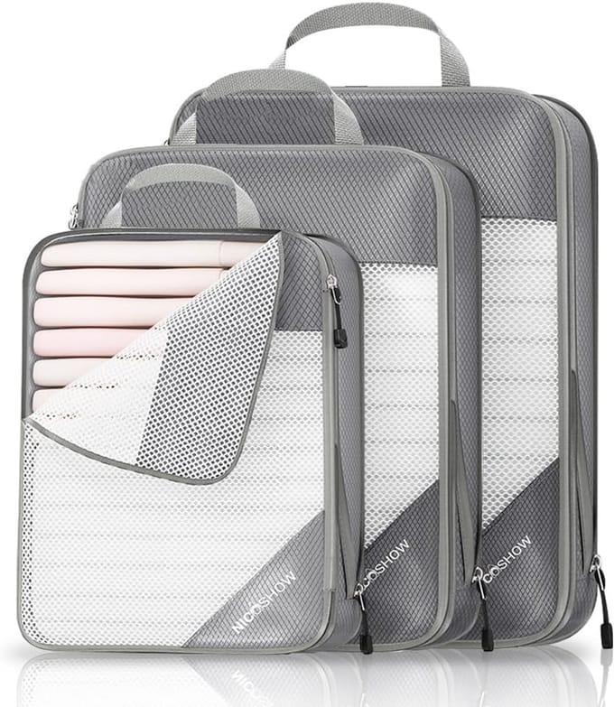 Compressie Packing Cubes Set van 3 voor Reiskoffers - Ruimtebesparend en Inpakorganizer