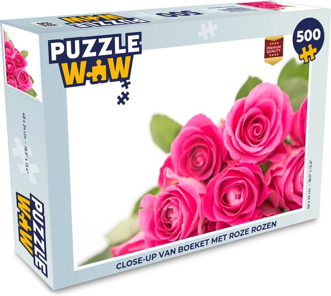 Puzzel Close-up van boeket met roze rozen - Legpuzzel - Puzzel 500 stukjes