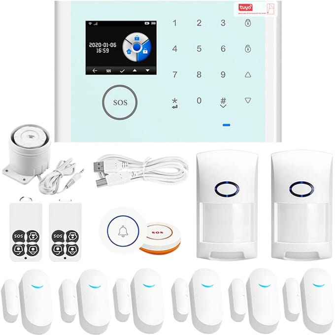 CS118 WiFi + GSM + GPRS 3 en 1 réseau système d'alarme domestique Intelligent Tuya APP télécommande 433 MHz blanc