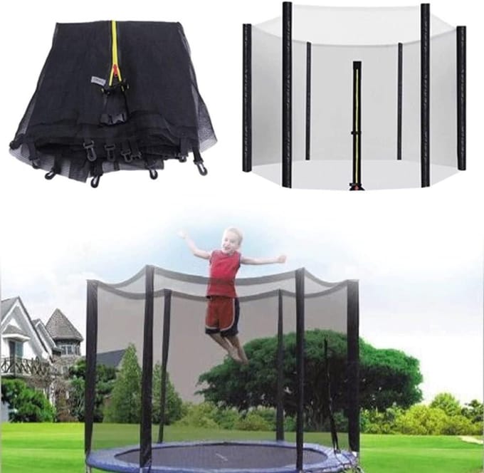 Trampoline Veiligheidsnet - Vangnet Trampoline - Veilig Springen - Dubbele Ritssluiting - 6-12FT - Zwart