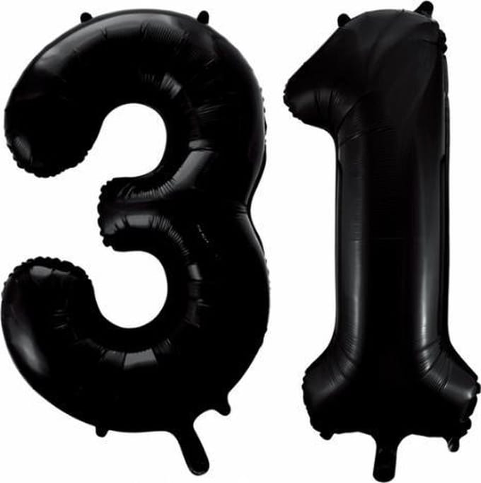 Folieballon 31 jaar zwart 41cm