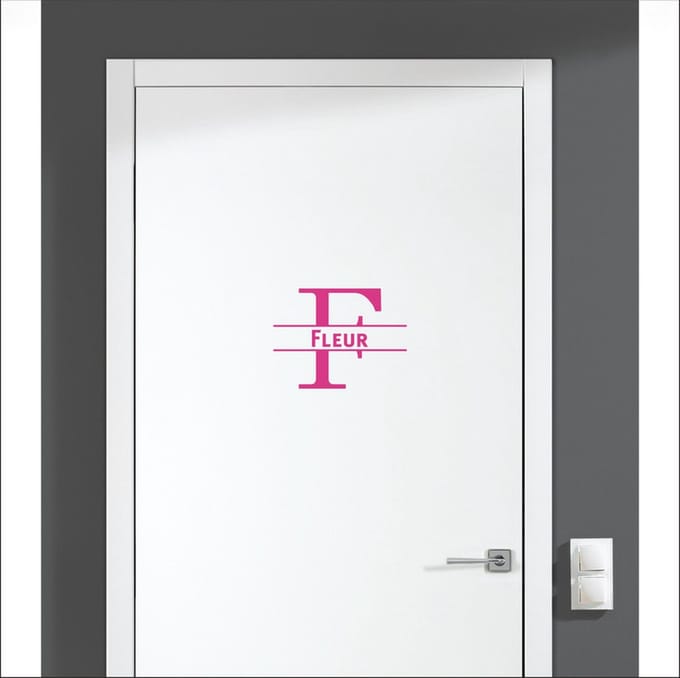 Deursticker Met Naam -  Fleur - Roze