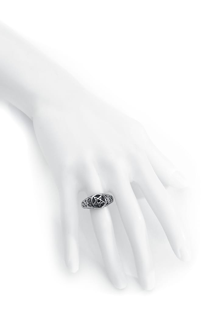 etNox hard and heavy - Gothic Ring - Pentagram - zilverkleurig