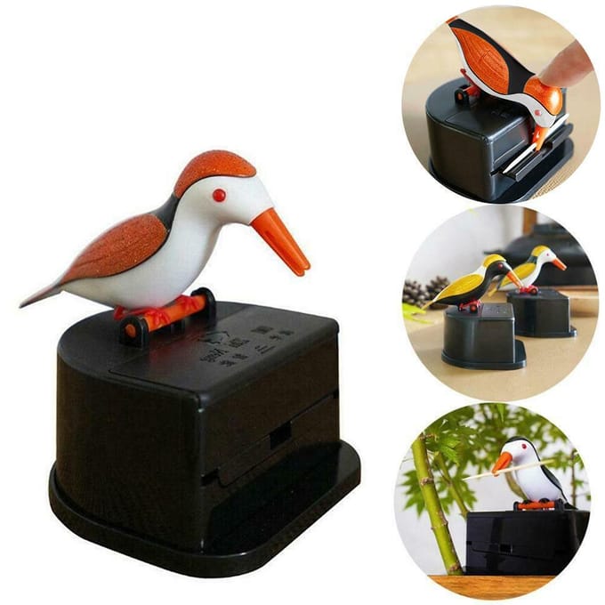 Tandenstoker Dispenser Automatische Vogel Tandenstoker Doos Vogel Specht Tandenstoker Dispenser Tafel oranje