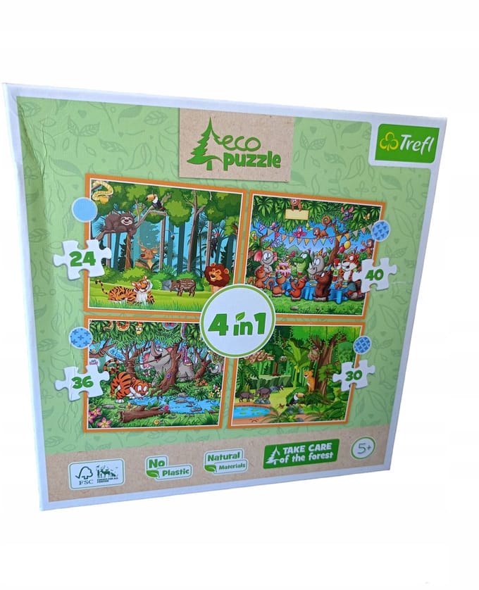 Dieren uit de Jungle Puzzel 4-in-1 ECO - Leeg en Duurzaam