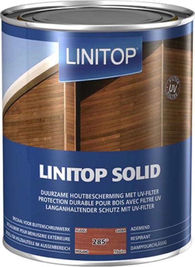 Linitop Solid Beits - Transparante decoratieve beschermende beits - 285 MAHONIE - 2,5 L