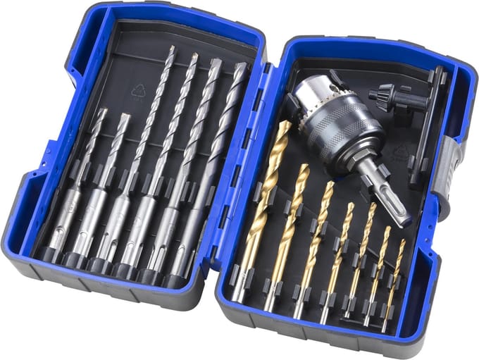 Westfalia Rondschacht & SDS boren set - incl. boorhouder - 15-delig