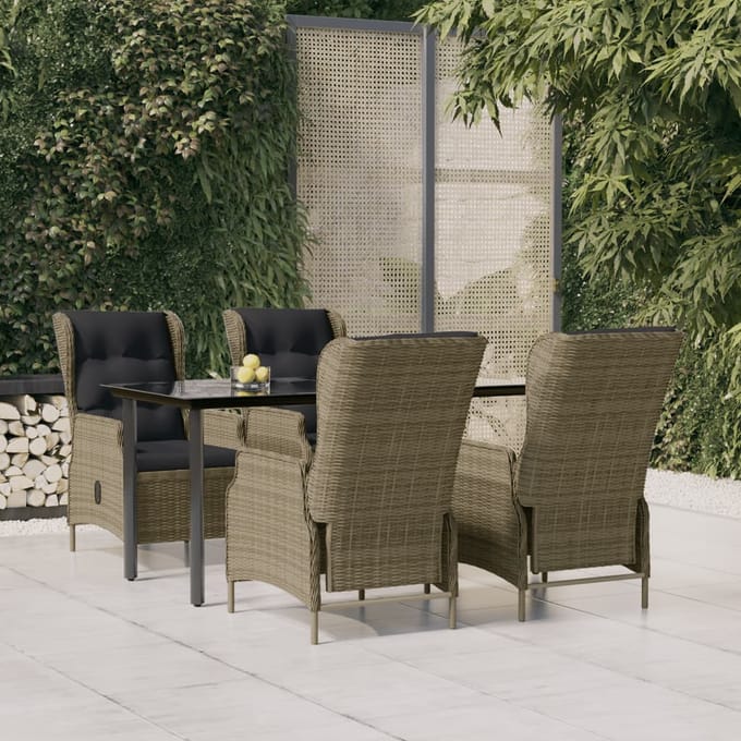 vidaXL - 5-delige - Tuinset - poly - rattan - bruin