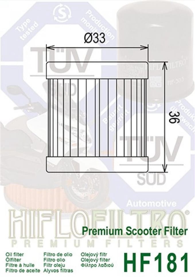 filtre à huile hiflo filter pour scooter piaggio 125 sphere 1995-1999 neuf