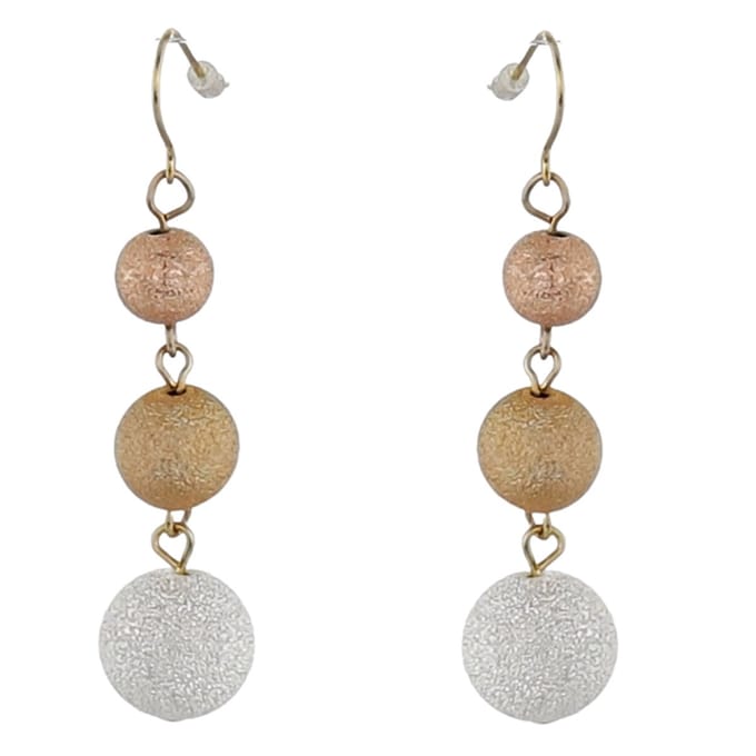 Behave Oorhangers - Tri color glitter balletjes - 5,5 cm