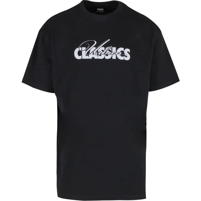 Urban Classics - UC Cursive Bold Logo Heavy Oversized Heren T-shirt - XS - Zwart