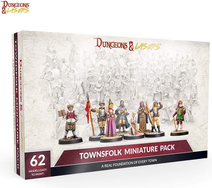 Archon Studios Dungeons and Lasers Townsfolk Miniature Pack - 62 miniaturen