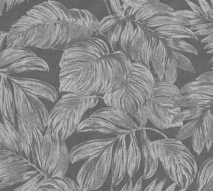 BLADEREN BEHANG | Botanisch - Antraciet Grijs Zilver - A.S. Création Casual Living