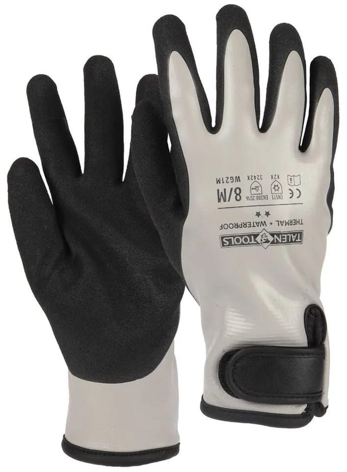 Talen Tools - Werkhandschoenen - Thermo - Waterbestendig - Maat M - Grijs