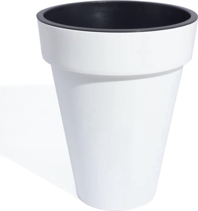 Bloempot Buiten Hoog Rond Cube Slim 46cm WIT Prosperplast