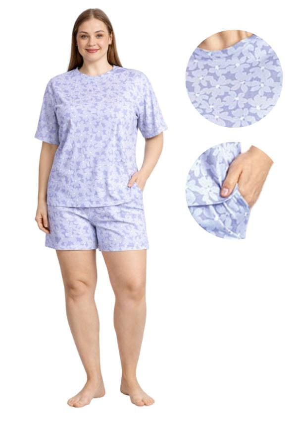Dames Pyjama 4XL Katoen Korte Mouw Fijn Voor de Zomer Losse Korte Broek Zacht white